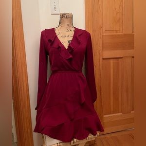 Express Red Long Sleeve Flowy Dress Size XS